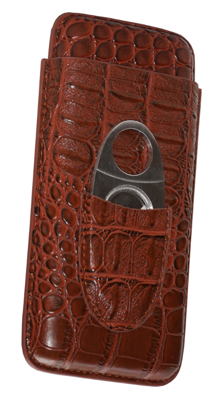 THE GENTLEMEN CLUB COLLECTION -Catania- Crocodile Leather Case Includes Cutter