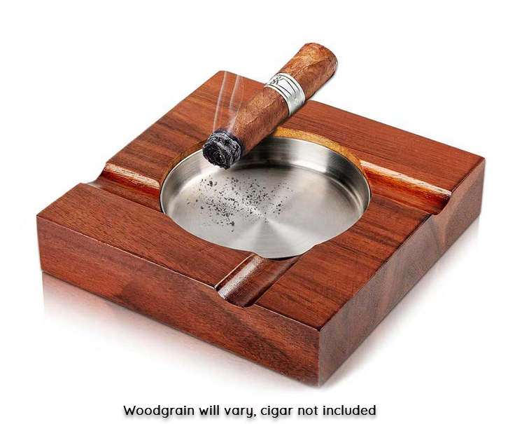 Elegant Handmade Wood Grain Ashtray for Four Cigars